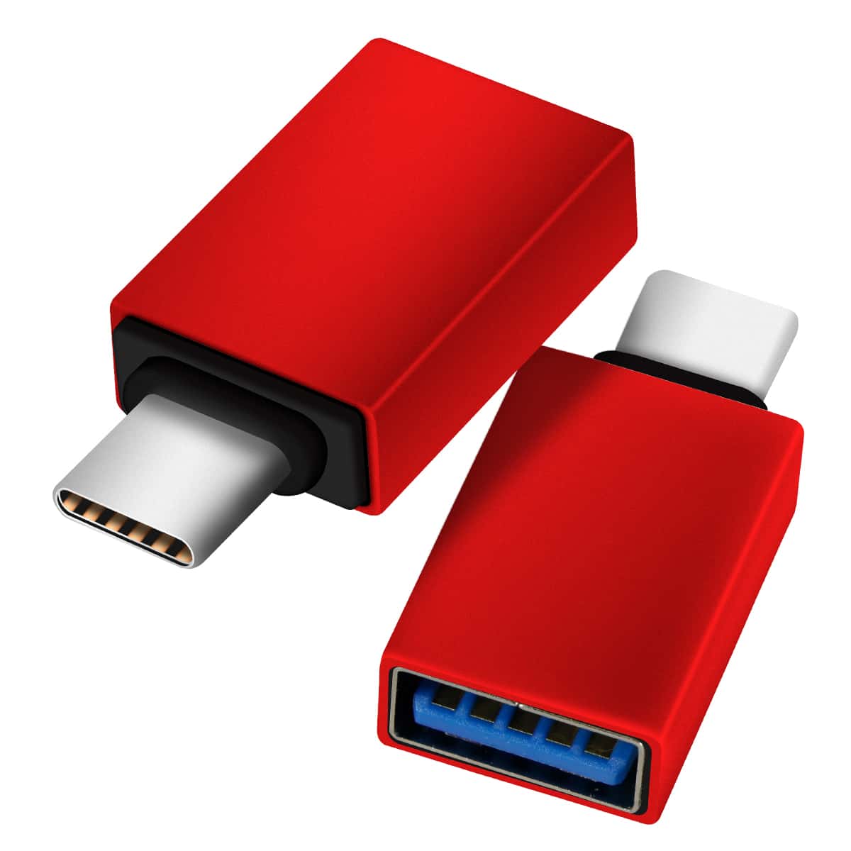 Adaptador Otg Usb Hembra A Tipo C Macho Para Memorias Mouse Teclado - Rojo - Ver 1
