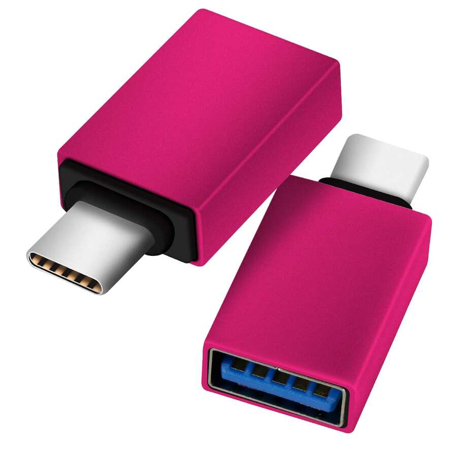 OTG Adapter Usb Female To Type C Male For Mouse Keyboard Memories - 玫紅色 - 查看 1