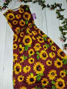 VESTIDO GIRASOL TELA FRESH SIN MANGA - Granate - Ver 5