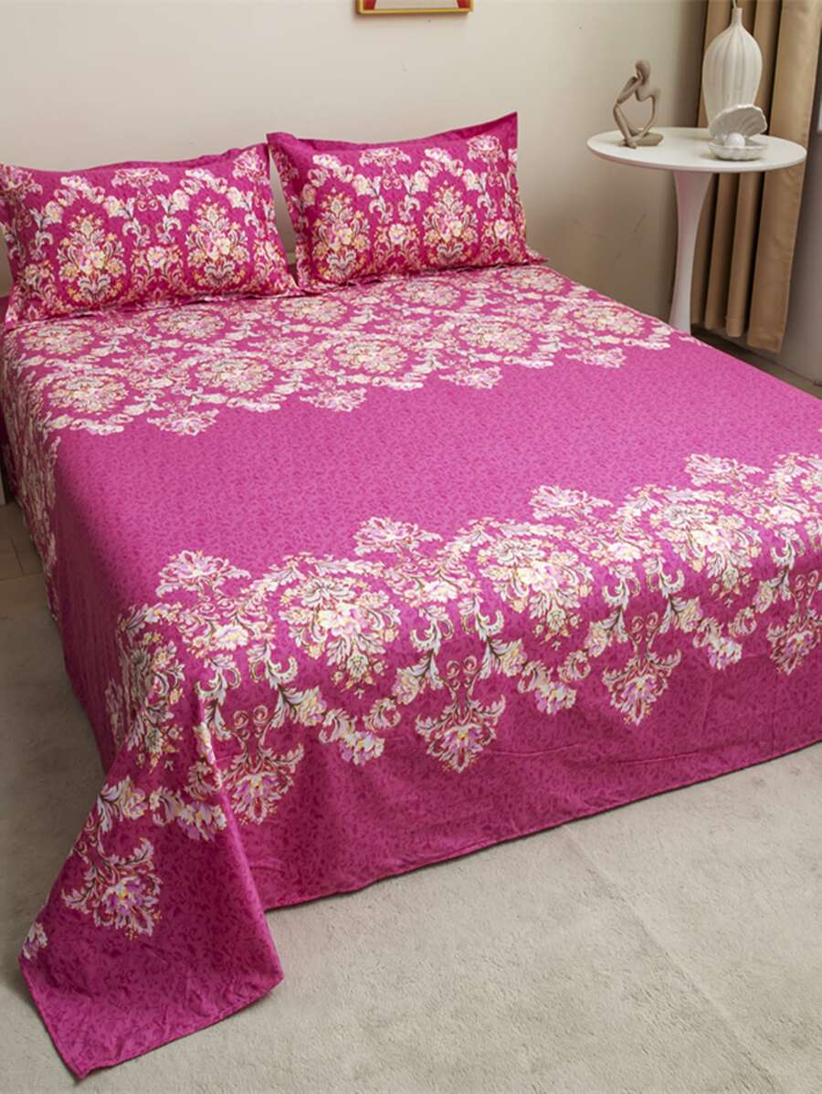 1入組親膚柔軟現代風格加厚拉絨床單，帶活性印花，多種顏色，適用於宿舍單人/雙人床 - 彩色 - 查看 1