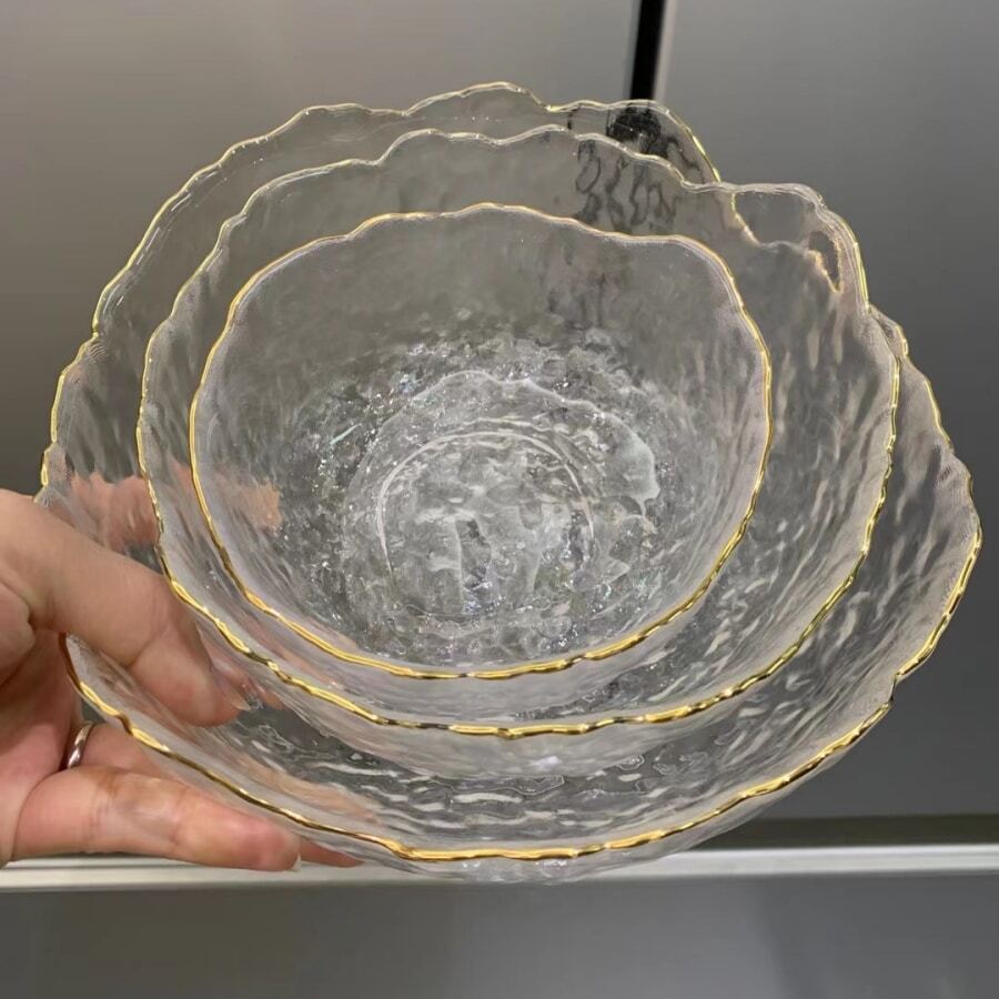 3 件套不同尺寸的玻璃沙拉碗、厨房、圣诞礼物