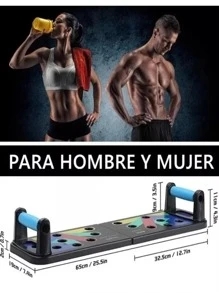 Soporte Lagartijas Pecho Hombro Espalda Tríceps Gym tabla de ejercicio portatil - Negro - Ver 6