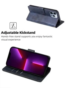 keyunfei 1 件藍色翻蓋 Rfid 屏蔽 Pu 皮革手機殼,帶磁性閉合、卡槽和支架功能。相容於 redmi、honor、華為、nokia、oppo、realme 和 Oneplus - 藍色 - 查看 8