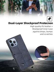 keyunfei 1 件藍色翻蓋 Rfid 屏蔽 Pu 皮革手機殼,帶磁性閉合、卡槽和支架功能。相容於 redmi、honor、華為、nokia、oppo、realme 和 Oneplus - 藍色 - 查看 7