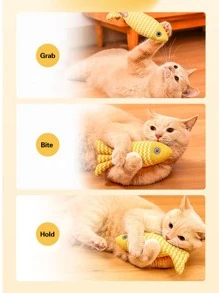 模擬魚貓玩具帶貓薄荷風味 - 灰色 - 查看 3