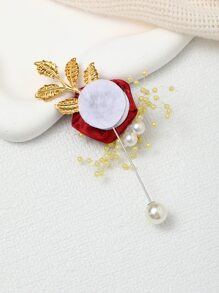 1入組紅色緞帶玫瑰胸針 - 紅色 - 查看 4