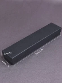 1入組簡約風黑色矩形首飾盒適用於經典項鍊,手環禮品包裝 - 黑色 - 查看 2