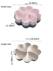 1入組牢不可破的分隔塑膠托盤可重複使用圓形減肥四葉草形狀米色粉紅色藍色綠色隔層塑膠盤適合兒童成人 - 藍色 - 查看 4