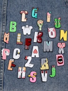 1入組創意個性化R字母形狀胸針 - 彩色 - 查看 1