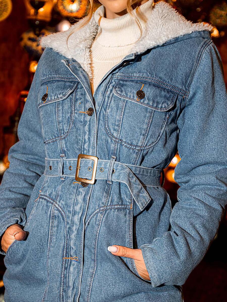Women Denim Jackets & Coats - Medium Wash - View 1