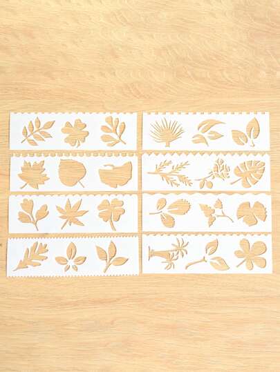 8入組長款素描模版模板適用於日記,多功能鏤空尺DIY剪貼簿染色模板