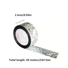 50m Double-sided Bird Repellent Ribbon, Bird Deterrent Reflective Adhesive Tape - Insect Prevention Double-sided Bird Repeller For Pigeons, Gray Dogs, Geese, Egrets, Black Birds, Etc. - Silver - View 2
