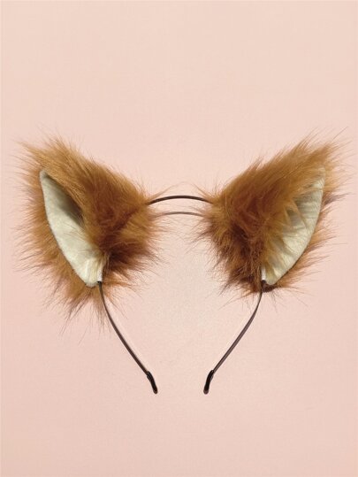 1 pieza Diadema con decoración de orejas de gato color caramelo, accesorio lindo para fiesta de Halloween