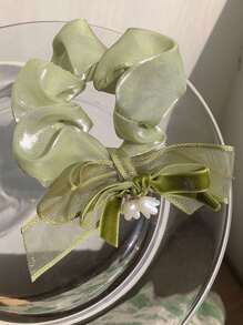 2个装女士蝴蝶结装饰花朵吊坠时尚发圈，可爱发绳，马尾辫发圈，发圈，橡皮筋发圈，发绳，弹性发圈，发饰，头饰 - 彩色 - 查看 5