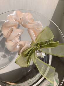 2个装女士蝴蝶结装饰花朵吊坠时尚发圈，可爱发绳，马尾辫发圈，发圈，橡皮筋发圈，发绳，弹性发圈，发饰，头饰 - 彩色 - 查看 6