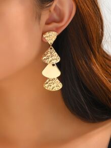 1pair Round & Triangle Shaped Beads Mirror Effect Dangle Earrings For Party, Wedding, Vacation, Christmas, Thanksgiving, Family Gift, Etc. - Yellow Gold - View 4