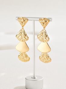 1pair Round & Triangle Shaped Beads Mirror Effect Dangle Earrings For Party, Wedding, Vacation, Christmas, Thanksgiving, Family Gift, Etc. - Yellow Gold - View 2