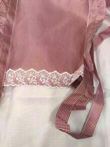 1pc Stain Resistant Gingham Lace Panel Apron, Cooking & Baking Supplies,Kitchen,Bathroom,Home,Household Supplies - Multicolor - View 8