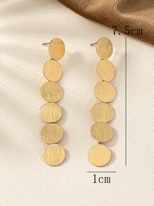 1 对时尚精致纹理圆形复古风格吊坠耳环