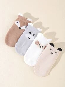 4雙小耳朵嬰兒襪 - 彩色 - 查看 1