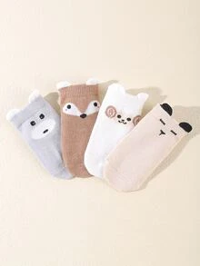 4雙小耳朵嬰兒襪 - 彩色 - 查看 3