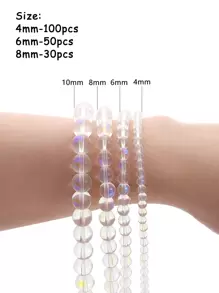 30-100入組4/6/8mm超亮閃亮ab色透明玻璃珠,diy珠寶製作材料 - 無色 - 查看 4