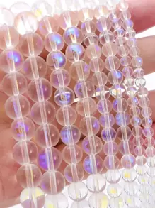 30-100入組4/6/8mm超亮閃亮ab色透明玻璃珠,diy珠寶製作材料 - 無色 - 查看 2