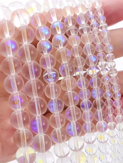 30-100入組4/6/8mm超亮閃亮ab色透明玻璃珠,diy珠寶製作材料