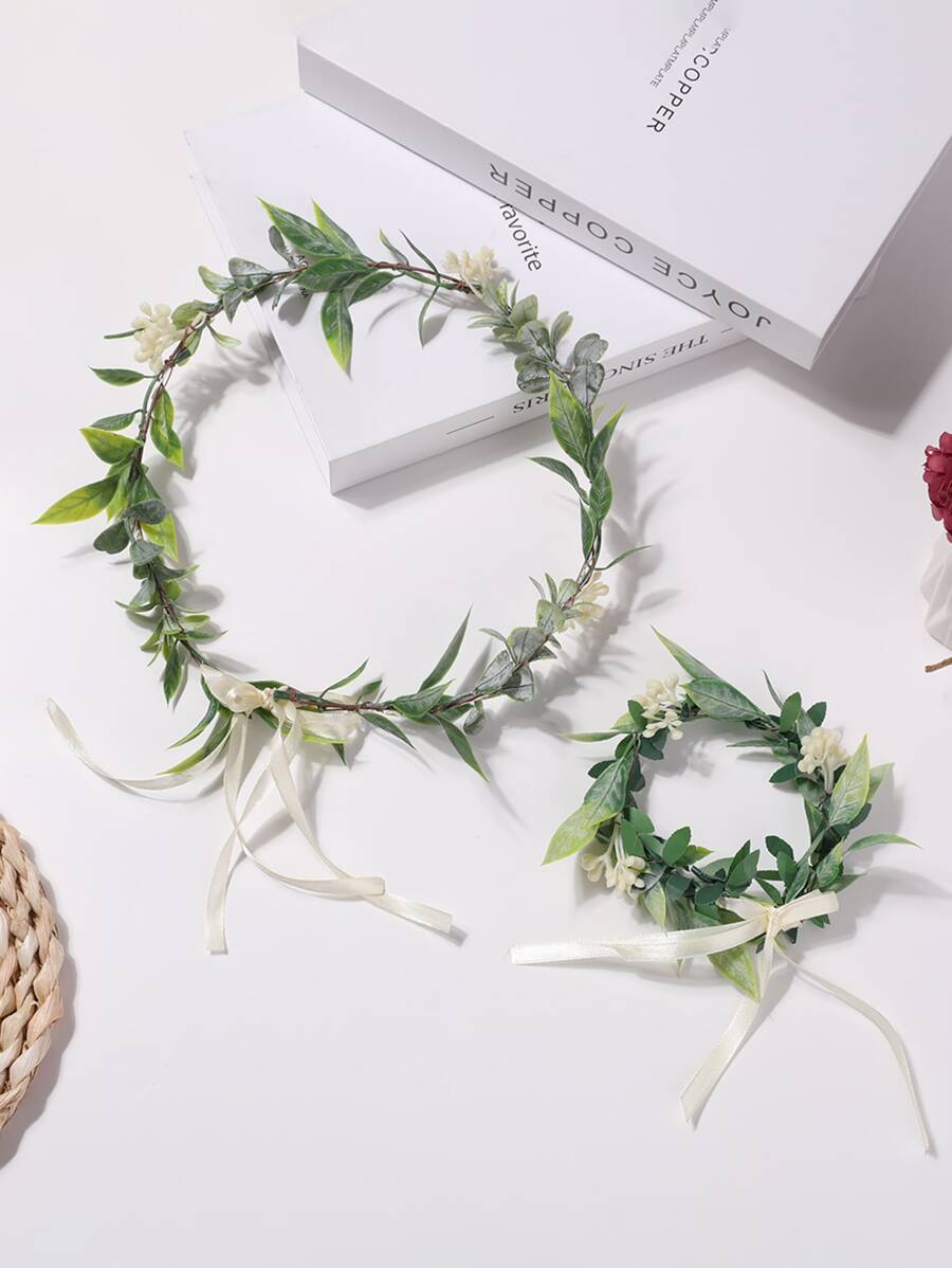 2 件女士美丽森系仿真花环，非常适合海滩度假拍摄装饰 - 彩色 - 查看 1