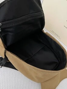 卡其色顏色輕便時尚帆布旅行和通勤後背包 - 卡其色 - 查看 5