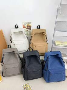 卡其色顏色輕便時尚帆布旅行和通勤後背包 - 卡其色 - 查看 1