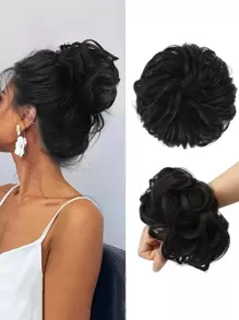 1個假髮裝飾髮帶，適用於女孩日常髮型休閒 - 黑色 - 查看 1