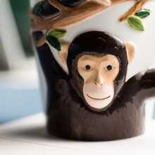 創意可愛的青花手繪猴子杯，個性化卡通陶瓷早餐牛奶杯，辦公室茶杯，家用水杯，適合作為朋友或兒童生日禮物 - 彩色 - 查看 6