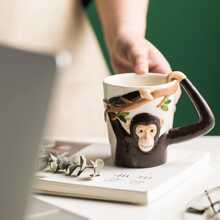 創意可愛的青花手繪猴子杯，個性化卡通陶瓷早餐牛奶杯，辦公室茶杯，家用水杯，適合作為朋友或兒童生日禮物 - 彩色 - 查看 8