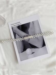 Faux Pearl Decor Belt - White - View 3