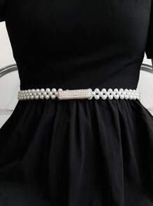 Faux Pearl Decor Belt - White - View 4