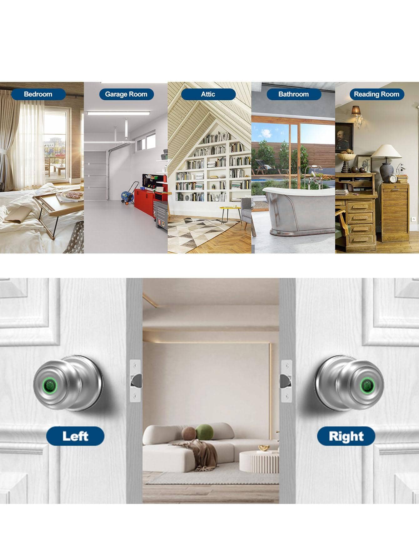 GeekTale Smart Door knob, Fingerprint Door Lock Smart Lock Biometric