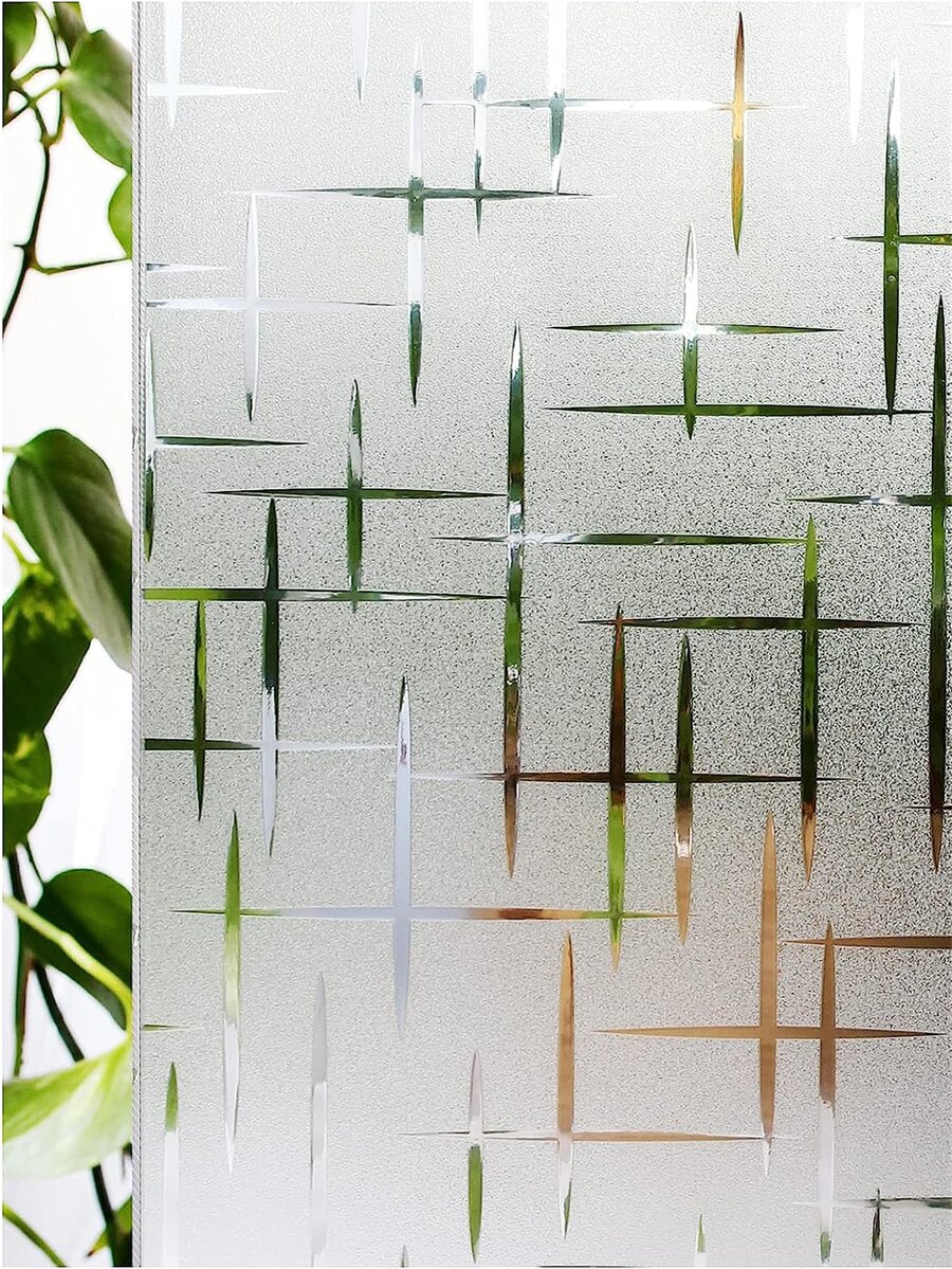 1卷磨砂靜電吸附窗戶膜裝飾自黏式UV阻塞熱控制玻璃貼紙適用於隱私 - 銅色 - 查看 1