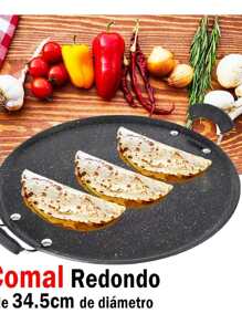 Sartén Redondo Tipo Comal Mármol 34.5 cm Antiadherente Swiss Silver - Negro - Ver 4