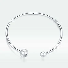 1入組銀手鐲925純銀可調開口螺紋珠子手環適用於原始吊墜DIY首飾配件 - 銀色 - 查看 3