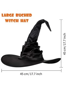 1入組可折疊萬聖節女巫帽適合女士男士巫師帽子假面舞會派對女孩角色扮演服飾配件 - 黑色 - 查看 5