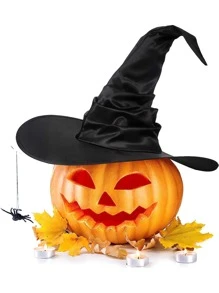 1入組可折疊萬聖節女巫帽適合女士男士巫師帽子假面舞會派對女孩角色扮演服飾配件 - 黑色 - 查看 3