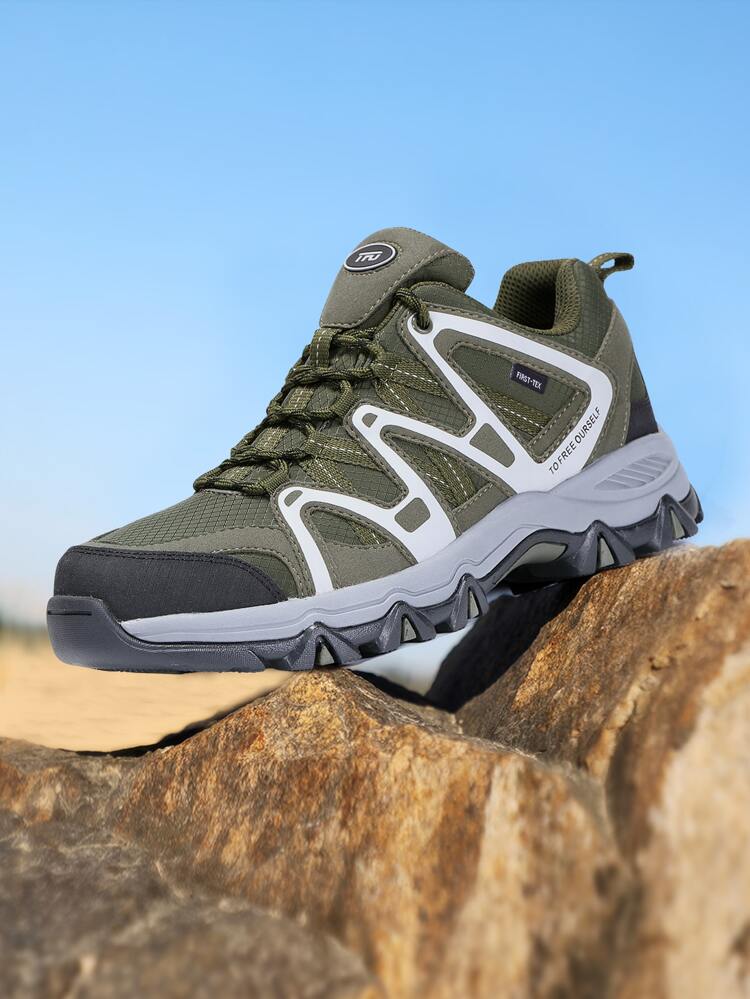 TFO Men Colorblock Lace-up Front Hiking Shoes, Sport Outdoor Sneakers