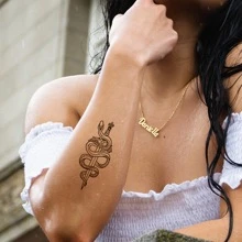 INKARTLINK Etiqueta engomada del tatuaje temporal espada con serpiente , larga duración para 1-2 , impermeable con , mágico con - Negro - Ver 3