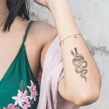 INKARTLINK Etiqueta engomada del tatuaje temporal espada con serpiente , larga duración para 1-2 , impermeable con , mágico con - Negro - Ver 2