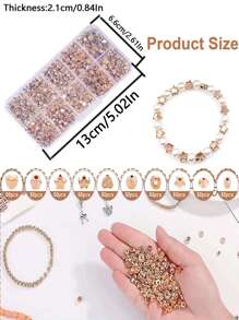 1 Box Beads Making Kit, 500Pcs Gold Round Spacer Beads Smooth Loose Ball Beads For DIY Bracelet Jewelry Craft