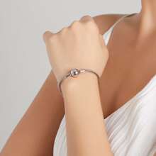 WOSTU 1 chiếc vòng tay mặt rắn bạc 925 chính hãng kèm dây chuyền cơ bản đơn giản tự làm vòng tay - Bạc - Xem 2