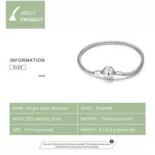 WOSTU 1 chiếc vòng tay mặt rắn bạc 925 chính hãng kèm dây chuyền cơ bản đơn giản tự làm vòng tay - Bạc - Xem 8