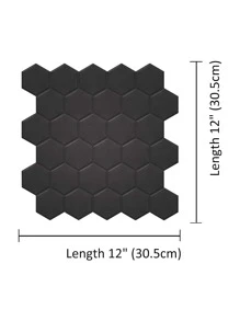 10片黑色六邊形即剝即貼瓷磚後擋板加厚設計 - 黑色 - 查看 3