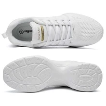 Women's Jazz Shoes Lace-up Sneakers - Breathable Air Cushion Lady Split Sole Athletic Walking Dance Shoes Platform - 白色 - 查看 5